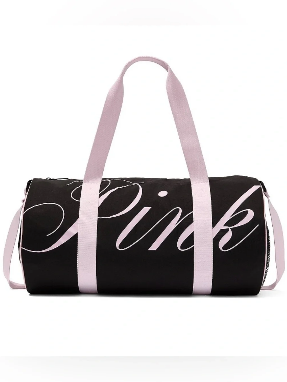 PINK Victoria's Secret Black and Light Pink Logo Duffle with Towel